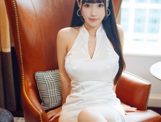 [HuaYang花漾]-Vol.426-朱可儿的白色旗袍-farel参与私人订制-套图之家
